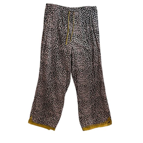 Y2K Victoria's Secret Lounge Pants XL Animal Print Adjustable‎ Gold Lace Hem - Picture 1 of 9